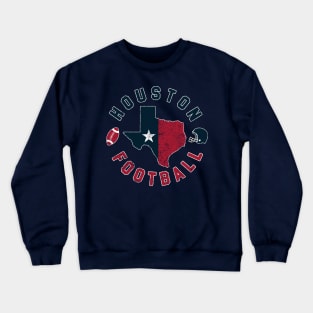 Vintage Houston Football Texas Map For Gameday Crewneck Sweatshirt